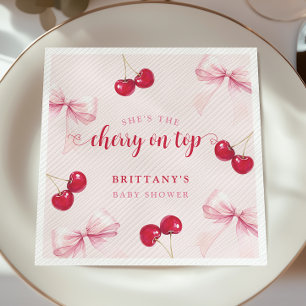 Rosa Schleifen-Kirsch-Baby-Shower-Servietten Serviette
