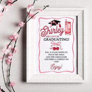 Rosa Schleifen-Kirschen Abschluss Shirley Getränke Poster