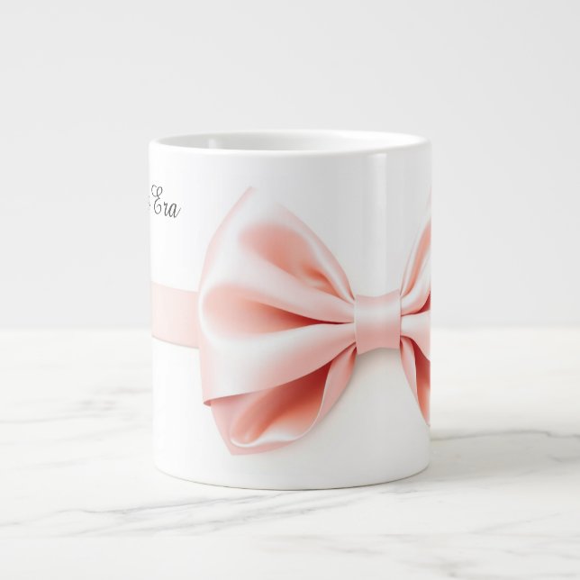 Rosa Schleifen-Kokette-Ästhetik Valentinstag Jumbo-Tasse (Vorderseite)
