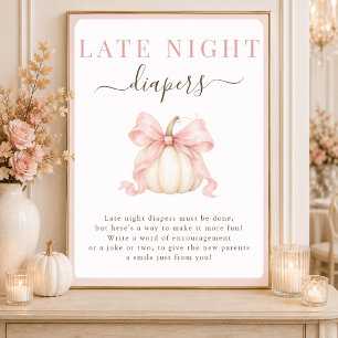 Rosa Schleifen-Kürbis-Baby-Mädchen-Spät-Nacht-Wind Poster