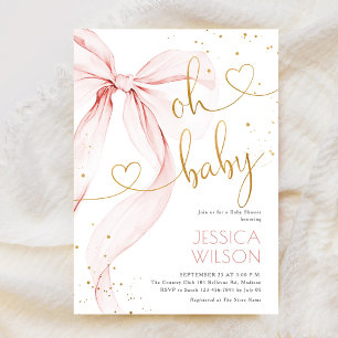 Rosa Schleifen Mädchen Baby Shower Einladung