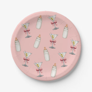 Rosa Schleifen Martinis Babyflaschen Babyparty Pappteller