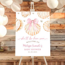 Rosa Schleifen-Muschel-Baby-Party-Willkommens-Scha