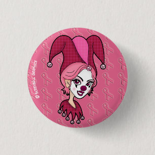 Rosa Schleifen-Narren-Knopf (klein) Button