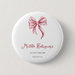 Rosa Schleifen-Quinceanera-Party für Mädchen Button