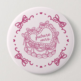 Rosa Schleifen Retro Herz Coquette Torte Brautdusc Button