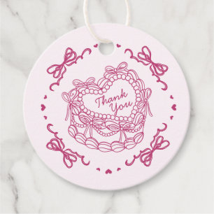 Rosa Schleifen Retro Herz Coquette Torte Geburtsta Geschenkanhänger