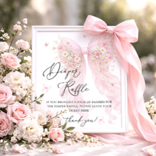 Rosa Schleifen-Schmetterling-Baby-Party-Windel-Raf Poster