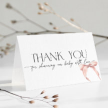 Rosa Schleifen-Schmink-Koketten-Baby-Shower-Dankes