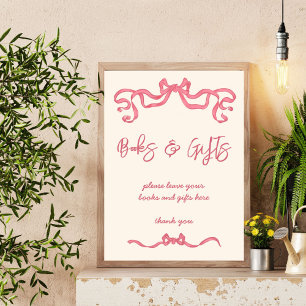 Rosa Schleifen-Skizze Baby Shower Geschenke Schild