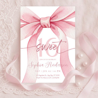 Rosa Schleifen-Sweet-16-Einladung Einladung