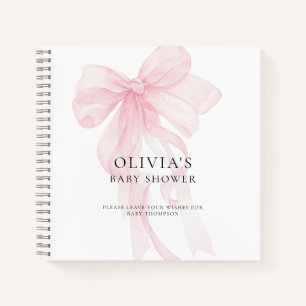 Rosa Schleifen-Text-Overlay Baby Shower Gästebuch Notizbuch