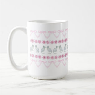 Rosa Schleifen und graue Kätzchen Kaffeetasse