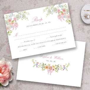 Rosa Schleifen Wildblumen RSVP Karte