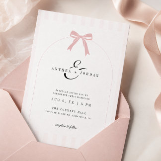 Rosa Schleifenbogen Romantische Kokette Hochzeit Einladung