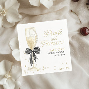 Rosa Schleifenperlen und Prosecco-Brautjunggeselli Serviette
