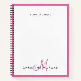Rosa schlichte minimalistische Monogrammbezeichnun Notizbuch