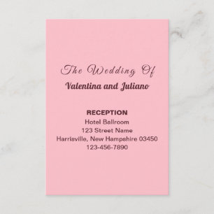 Rosa schlichte Textur Hochzeitsempfang Portrait Begleitkarte