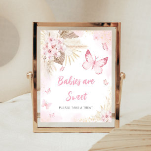 Rosa Schmetterling Baby Shower Babys sind Süß Schi Poster