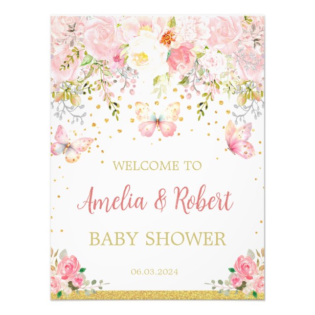 Rosa Schmetterling Begrüßung Fotodruck (Vorne)