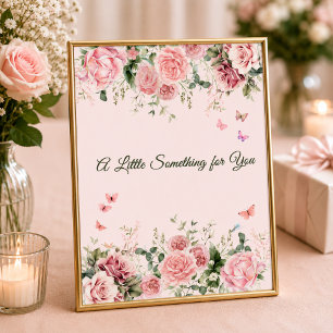 Rosa Schmetterling Blumen Tischschild für Geschenk Poster