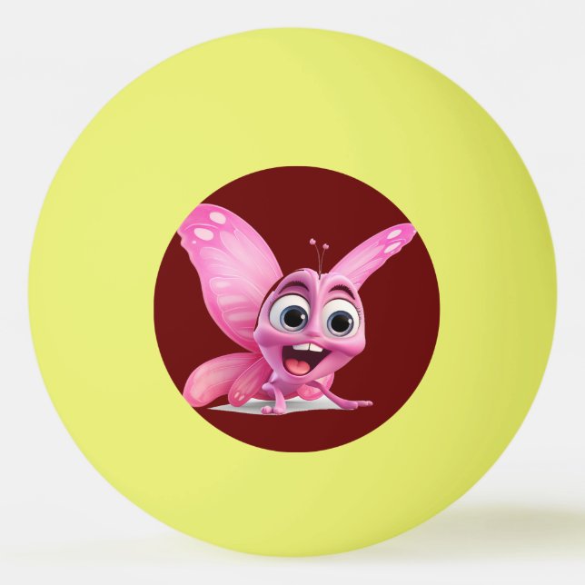 Rosa Schmetterling Cartoon Der smarte Schmetterlin Tischtennisball (Vorderseite)
