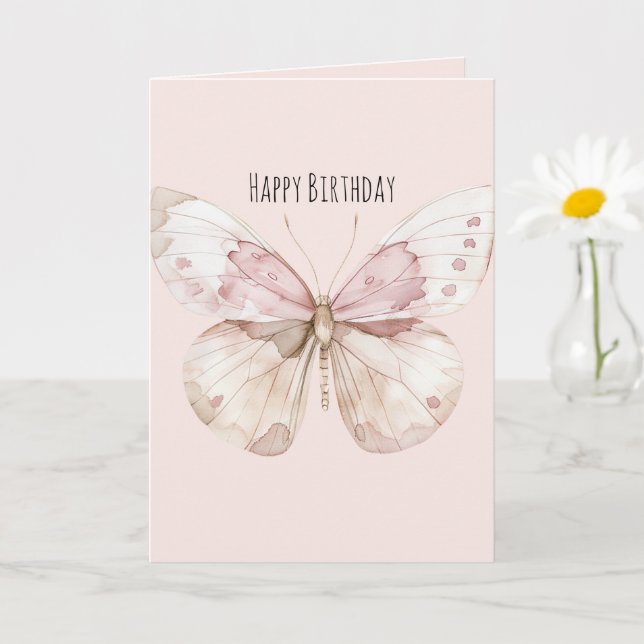 Rosa Schmetterling Geburtstag Karte (Kleine Pflanze)
