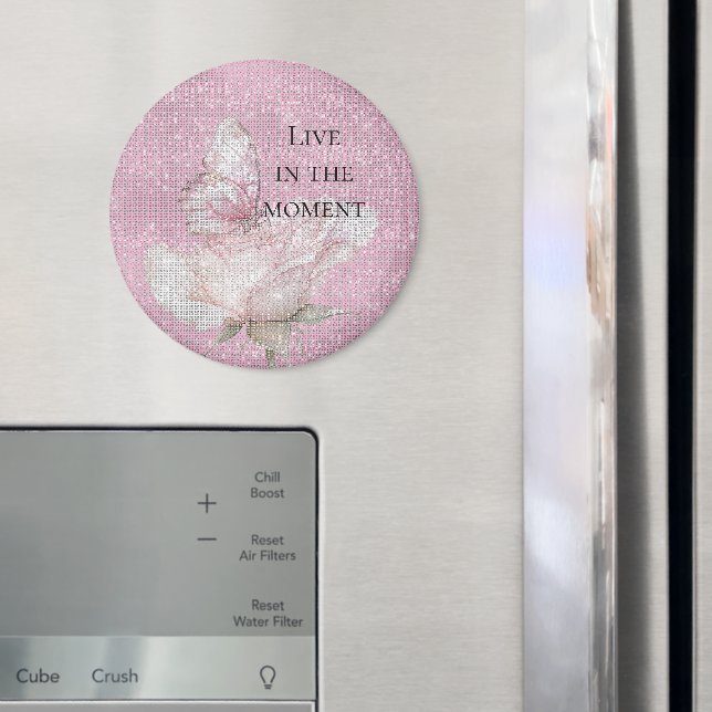Rosa Schmetterling Glanz Rosa  Magnet (In Situ (Kühlschrank))