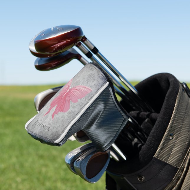 Rosa Schmetterling Golf Headcover (In Situ)
