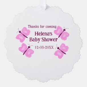 Rosa Schmetterling Kinderdusche Wasserfarbe Name Ornament Karte