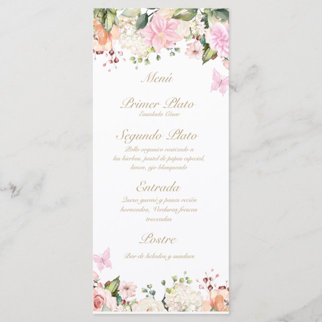 Rosa-Schmetterling Menükarte (Vorderseite)