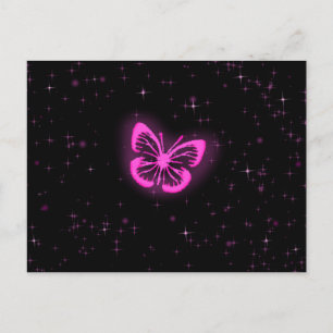 Rosa Schmetterling mit Glitzern Postkarte