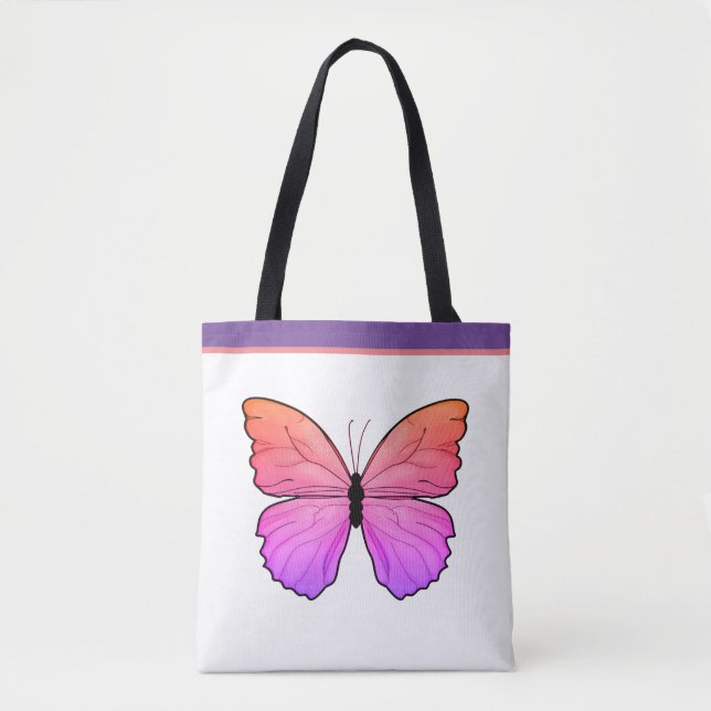 Rosa Schmetterling mit Namen Tasche (Vorderseite)