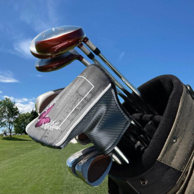 Rosa Schmetterling Rustikaler Golf Head Cover Golf Headcover (Pink Butterfly Rustic Personalized Golf Head Cover)