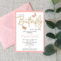 Rosa Schmetterling und Glitzer Kinderdusche Einlad