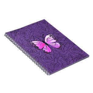 Rosa Schmetterling und Rose Art - Notizblock