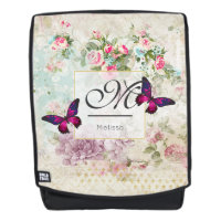 Rosa Schmetterling und Shabby Vintage Rose Monogra