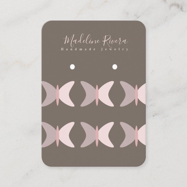 Rosa Schmetterlinge Artisan Earring Display Cards Telefonnummerkarte (Vorderseite)