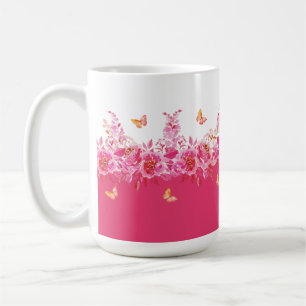 Rosa Schmetterlinge Botanik Tasse