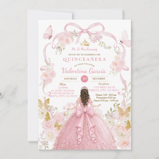 Rosa Schmetterlinge Coquette mis Quince Sweet 16 Einladung