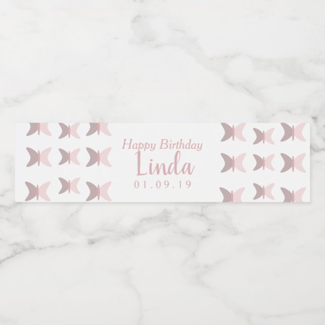 Rosa Schmetterlinge Einfaches Glück zum Geburtstag (Einzelnes Label)