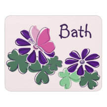 Rosa Schmetterlinge Grüne Lila Blüten Doodle Bath