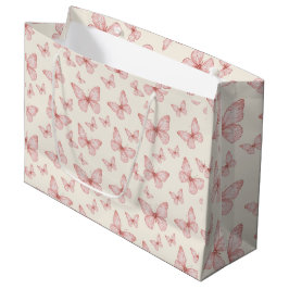Rosa Schmetterlinge in Creme Große Geschenktüte