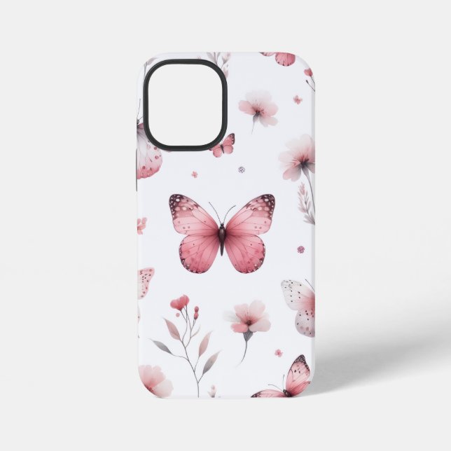 Rosa Schmetterlinge iPhone 12 Mini Hülle (Rückseite)