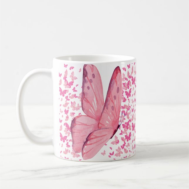 Rosa Schmetterlinge Kaffeetasse (Links)