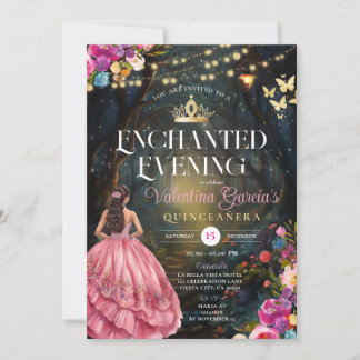 Rosa Schmetterlinge Quinceañera 15 Anos Blume Gold Einladung