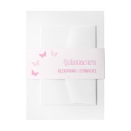 Rosa Schmetterlinge Quinceanera Einladungsbanderole