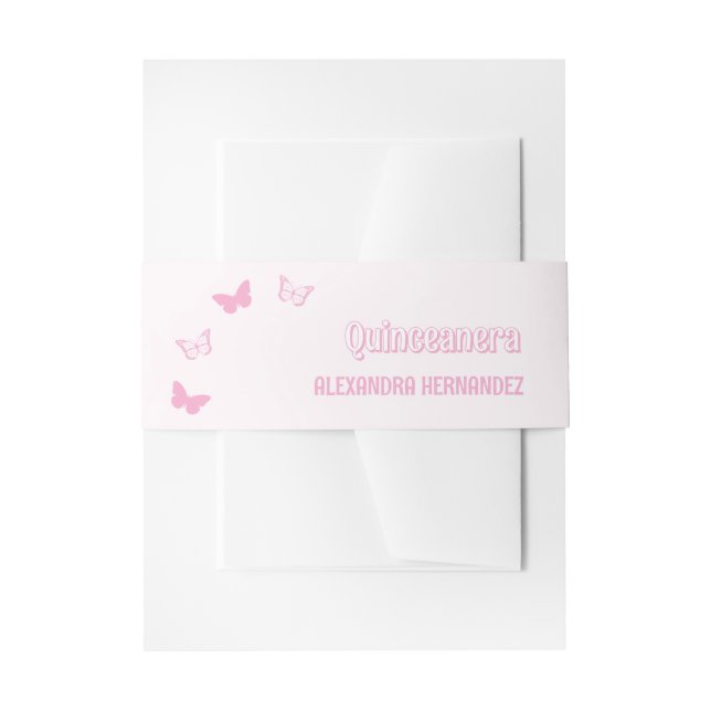 Rosa Schmetterlinge Quinceanera Einladungsbanderole (Vorderseite Beispiel)