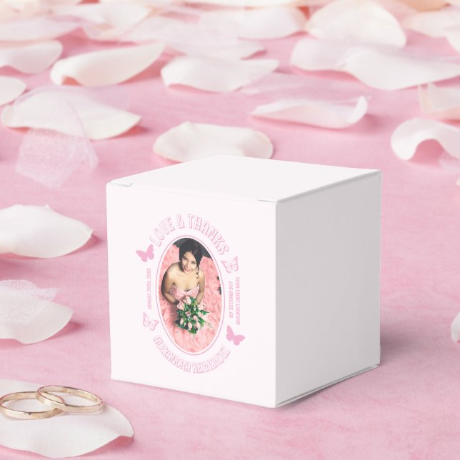 Rosa Schmetterlinge Quinceanera Geschenkschachtel (Hochzeit)