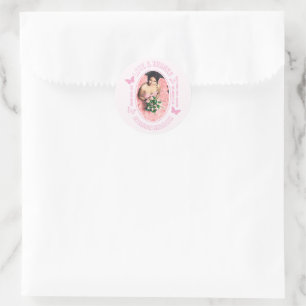 Rosa Schmetterlinge Quinceanera Runder Aufkleber